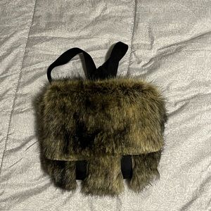 Faux Fur Adjustable Backpack Style Bag Purse